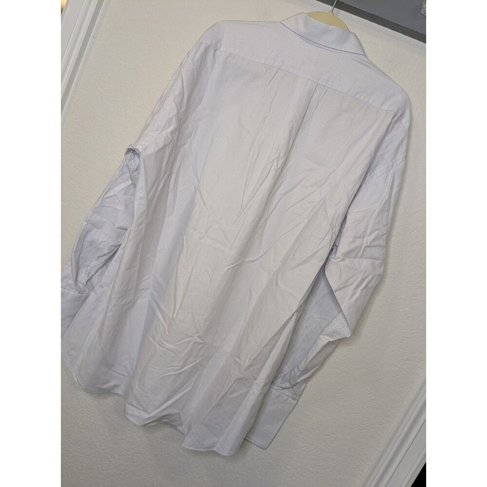 BURBERRY London Button Down Cotton Designer Dress Shirt White Blue Men Size 17-R - Picture 9 of 9